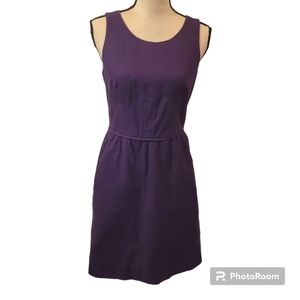 J. Crew Factory Solid Purple Linen Dress Above Knee Scoop Neck Women's Size 4